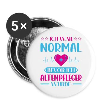 Altenpfleger Geschenk Altenpflege Pflegefachkraft - Buttons groß 56 mm (5er Pack) - Weiß - Vorne