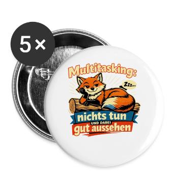 Multitasking: nichts tun und dabei gut aussehen - Buttons groß 56 mm (5er Pack) - Weiß - Vorne