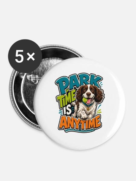 Englischer Springer-Spaniel - Buttons groß 56 mm (5er Pack) - Weiß