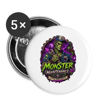 Monster Maintenance 2.0 – Horror Mechanic - Buttons groß 56 mm (5er Pack) - Weiß - Vorne