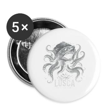 Kryptid-Seeungeheuer Lusca beschützt unsere Ozeane - Buttons groß 56 mm (5er Pack) - Weiß - Vorne