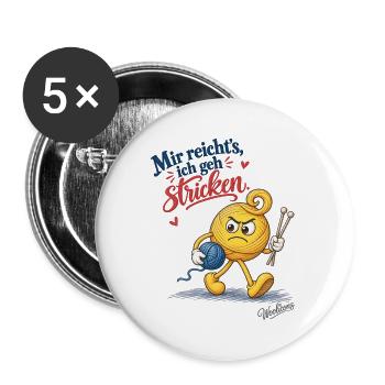 Mir reicht’s, ich geh stricken! - Woolicon - Buttons groß 56 mm (5er Pack) - Weiß - Vorne