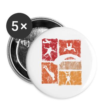 Fallschirmspringer Absprung Freifall Fallschirm - Buttons groß 56 mm (5er Pack) - Weiß - Vorne