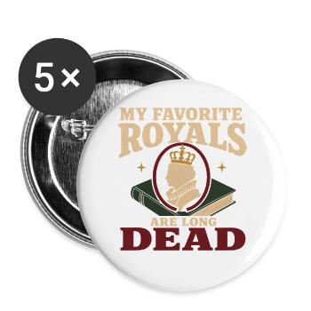 Britische Königsgeschichte Englische Monarchie - Buttons groß 56 mm (5er Pack) - Weiß - Vorne