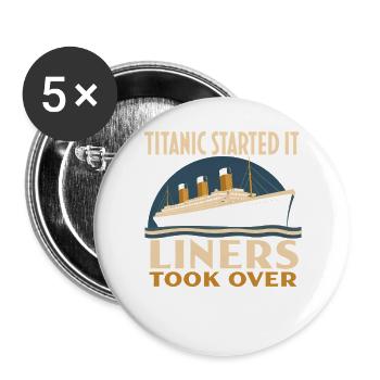 Ozeandampfer Maritime Geschichte Historisches - Buttons groß 56 mm (5er Pack) - Weiß - Vorne