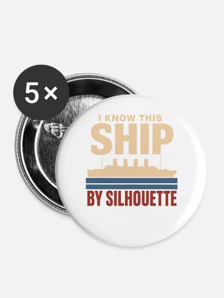 Ozeandampfer Maritime Geschichte Historisches - Buttons groß 56 mm (5er Pack) - Weiß