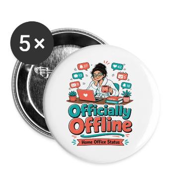 Officially Offline - Home Office - Buttons groß 56 mm (5er Pack) - Weiß - Vorne