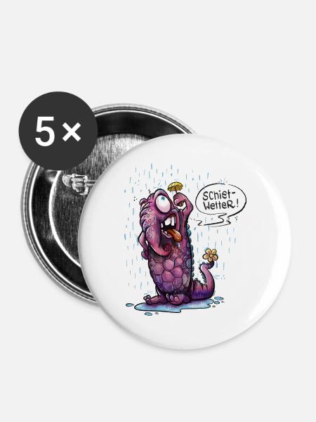 Schietwetter Monster - Buttons groß 56 mm (5er Pack) - Weiß
