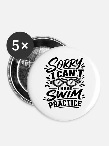 Schwimmen - Buttons groß 56 mm (5er Pack) - Weiß