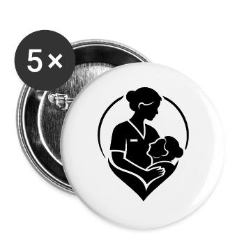 Altenpflege - Buttons groß 56 mm (5er Pack) - Weiß - Vorne