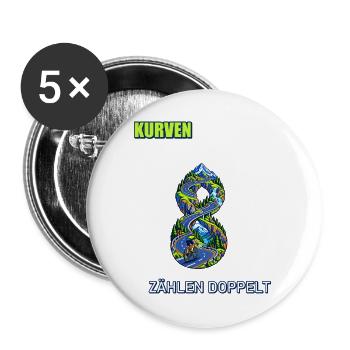 Kurven zählen doppelt - Buttons groß 56 mm (5er Pack) - Weiß - Vorne