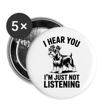 Schnauzer Sprüche Lustiges Schnauzer Geschenk - Buttons groß 56 mm (5er Pack) - Weiß - Vorne