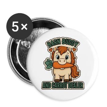 Reitsport für Kinder - Buttons groß 56 mm (5er Pack) - Weiß - Vorne