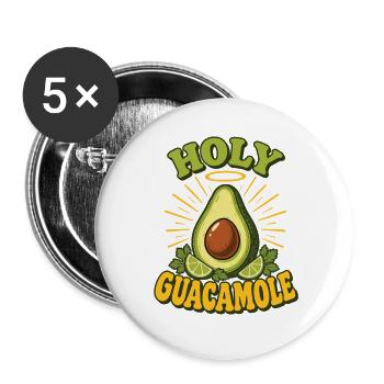 Holy Guacamole Avocado Heiligenschein Shirt - Buttons groß 56 mm (5er Pack) - Weiß - Vorne