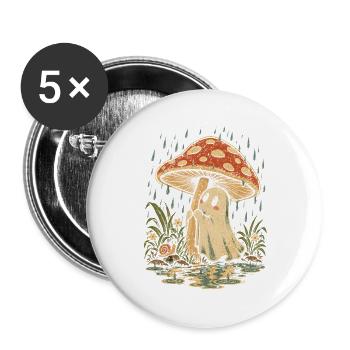Whimsical ghost and red mushroom artwork set benea - Buttons groß 56 mm (5er Pack) - Weiß - Vorne