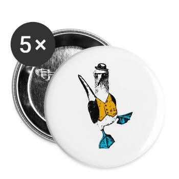 Blautölpel mit Weste - Buttons groß 56 mm (5er Pack) - Weiß - Vorne