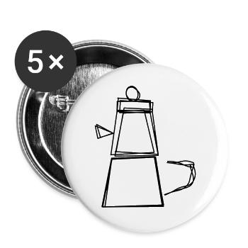 Espressokanne handgezeichnet - Buttons groß 56 mm (5er Pack) - Weiß - Vorne