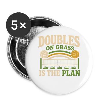 Gras Volleyball Outdoor Volleyball Spieler - Buttons groß 56 mm (5er Pack) - Weiß - Vorne