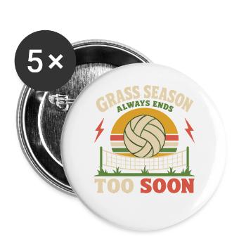 Gras Volleyball Outdoor Volleyball Spieler - Buttons groß 56 mm (5er Pack) - Weiß - Vorne