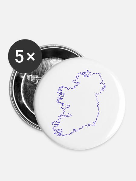 Karte von Irland - Buttons groß 56 mm (5er Pack) - Weiß