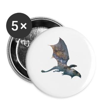 Drache Sternenhimmel - Buttons groß 56 mm (5er Pack) - Weiß - Vorne