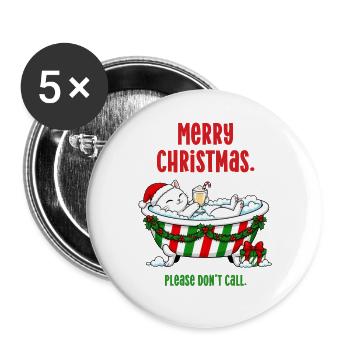 INFJ Weihnachtskatze, Schaumbad & Keine Anrufe - Buttons groß 56 mm (5er Pack) - Weiß - Vorne