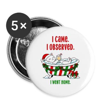 INFJ Christmas Cat in Bath Making a French Exit - Buttons groß 56 mm (5er Pack) - Weiß - Vorne