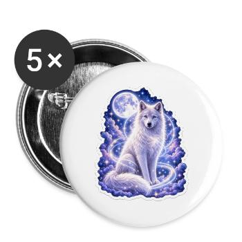 Celestial Wolf - Buttons groß 56 mm (5er Pack) - Weiß - Vorne