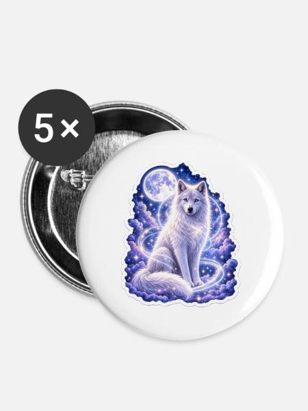 Celestial Wolf - Buttons groß 56 mm (5er Pack) - Weiß