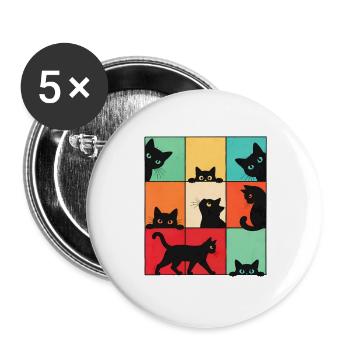 Katze, Süßes Kätzchen, Lustige Katze - Buttons groß 56 mm (5er Pack) - Weiß - Vorne