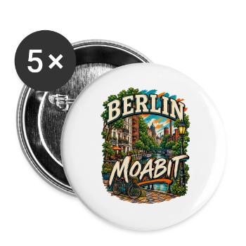 Berlin Moabit – Urbaner Kiez - Buttons groß 56 mm (5er Pack) - Weiß - Vorne