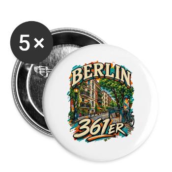Berlin 361er – Kreuzberg Kiez Design - Buttons groß 56 mm (5er Pack) - Weiß - Vorne
