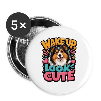Shetland Shepherd - Buttons groß 56 mm (5er Pack) - Weiß - Vorne