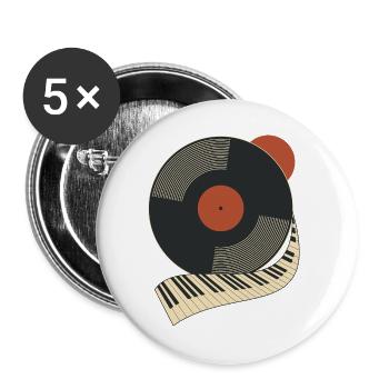 Vinylabend – Schallplatte trifft Klavier - Buttons groß 56 mm (5er Pack) - Weiß - Vorne