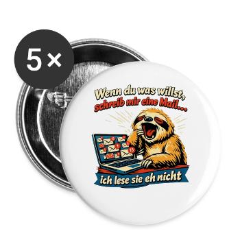 Wenn du was willst, schreib mir eine Mail... ich - Buttons groß 56 mm (5er Pack) - Weiß - Vorne