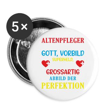 Altenpfleger Geschenk Altenpflege Pflegefachkraft - Buttons groß 56 mm (5er Pack) - Weiß - Vorne