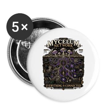 2617-3Y DRITTE AUGENABTEILUNG – PILZNETZWERK - Buttons groß 56 mm (5er Pack) - Weiß - Vorne
