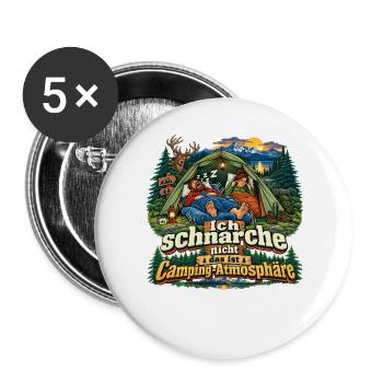 Ich schnarche nicht, das ist Camping-Atmosphäre - Buttons groß 56 mm (5er Pack) - Weiß - Vorne