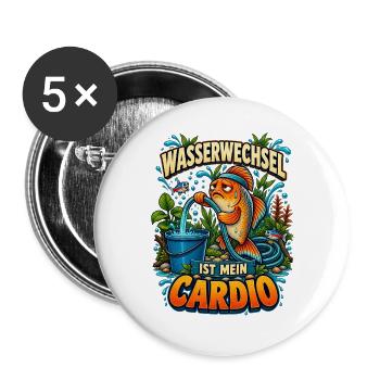 Wasserwechsel ist mein Cardio - Buttons groß 56 mm (5er Pack) - Weiß - Vorne