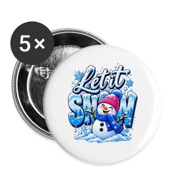Süßer Schneemann Let it Snow Weihnachten - Buttons groß 56 mm (5er Pack) - Weiß - Vorne