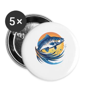 Fisch Porträt - Buttons groß 56 mm (5er Pack) - Weiß - Vorne