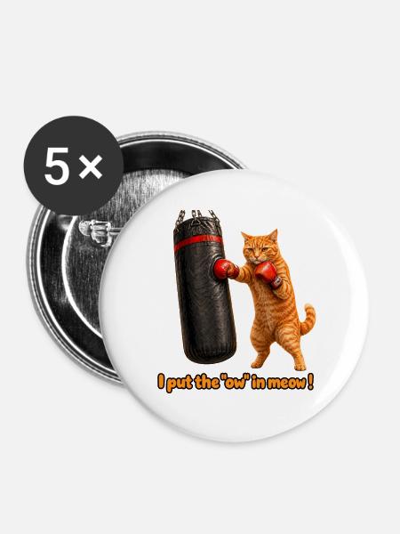 Das Aua in Meow - Buttons groß 56 mm (5er Pack) - Weiß