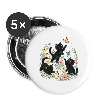 Katze, Süßes Kätzchen, Lustige Katze - Buttons groß 56 mm (5er Pack) - Weiß - Vorne
