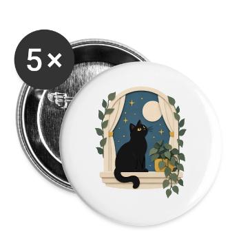 Katze, Süßes Kätzchen, Lustige Katze - Buttons groß 56 mm (5er Pack) - Weiß - Vorne