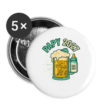 Zukünftiger Opa 2027 Schwangerschaftsankündigung Humor - Buttons groß 56 mm (5er Pack) - Weiß - Vorne