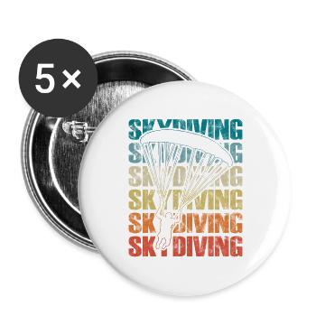 Fallschirmspringen Fallschirm Extremsport - Buttons groß 56 mm (5er Pack) - Weiß - Vorne