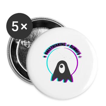 Overthinking Always Ghost Y2K Streetwear T-Shirt - Buttons groß 56 mm (5er Pack) - Weiß - Vorne