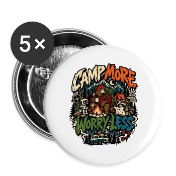 Mehr Camp, weniger Langeweile - Buttons groß 56 mm (5er Pack) - Weiß - Vorne