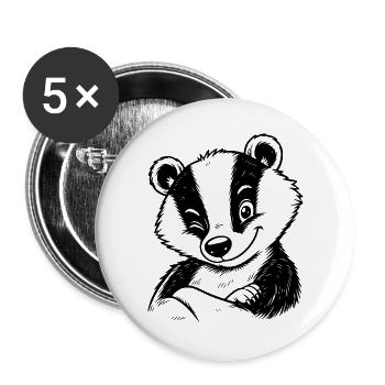 Dachs Augenzwinkern - Buttons groß 56 mm (5er Pack) - Weiß - Vorne
