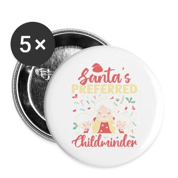 Tagesmutter Santa´s Preferred Nanny - Buttons groß 56 mm (5er Pack) - Weiß - Vorne